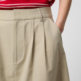 Poet Pleat Skirt Khaki