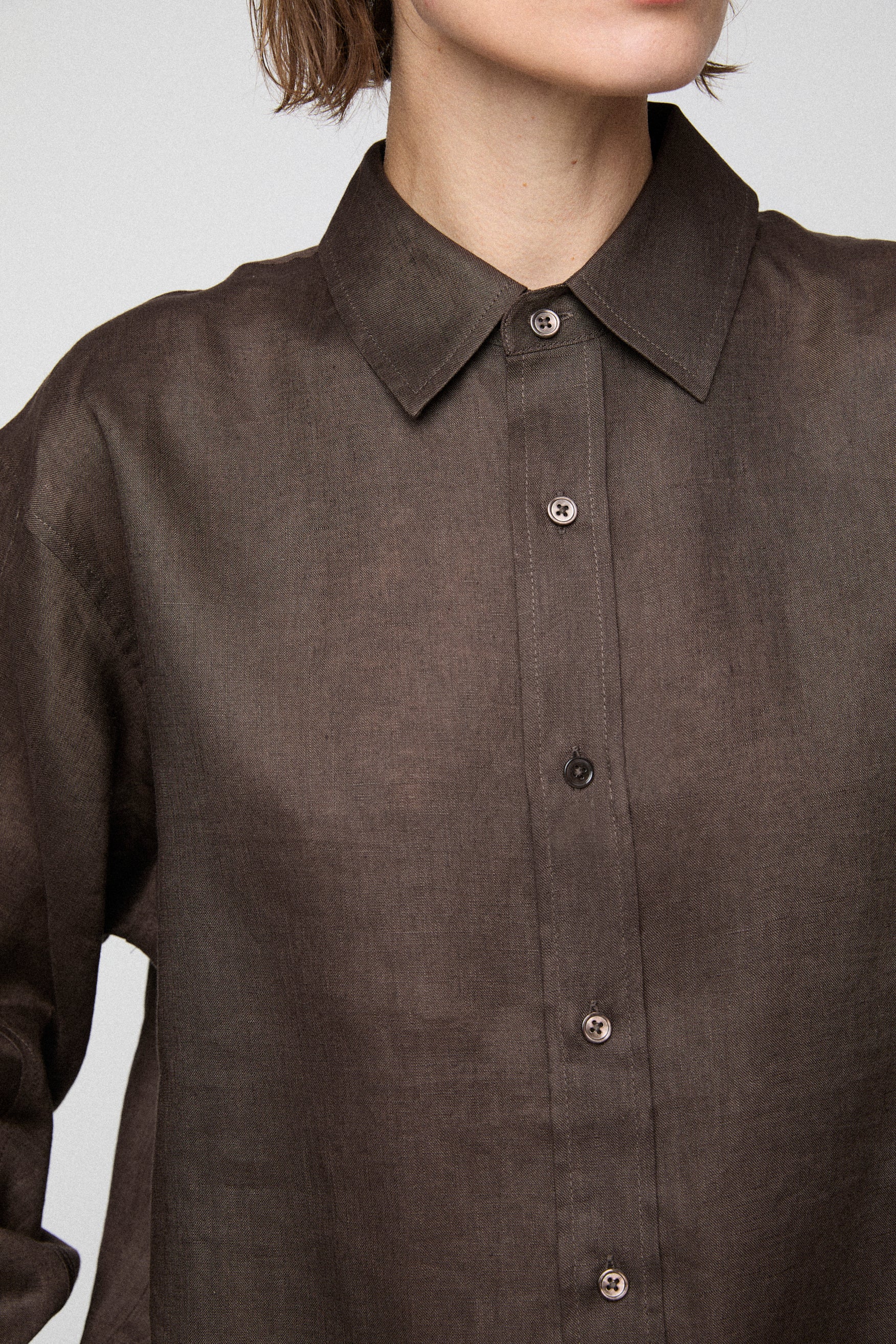 Linen Coastal Shirt Chocolate Brown