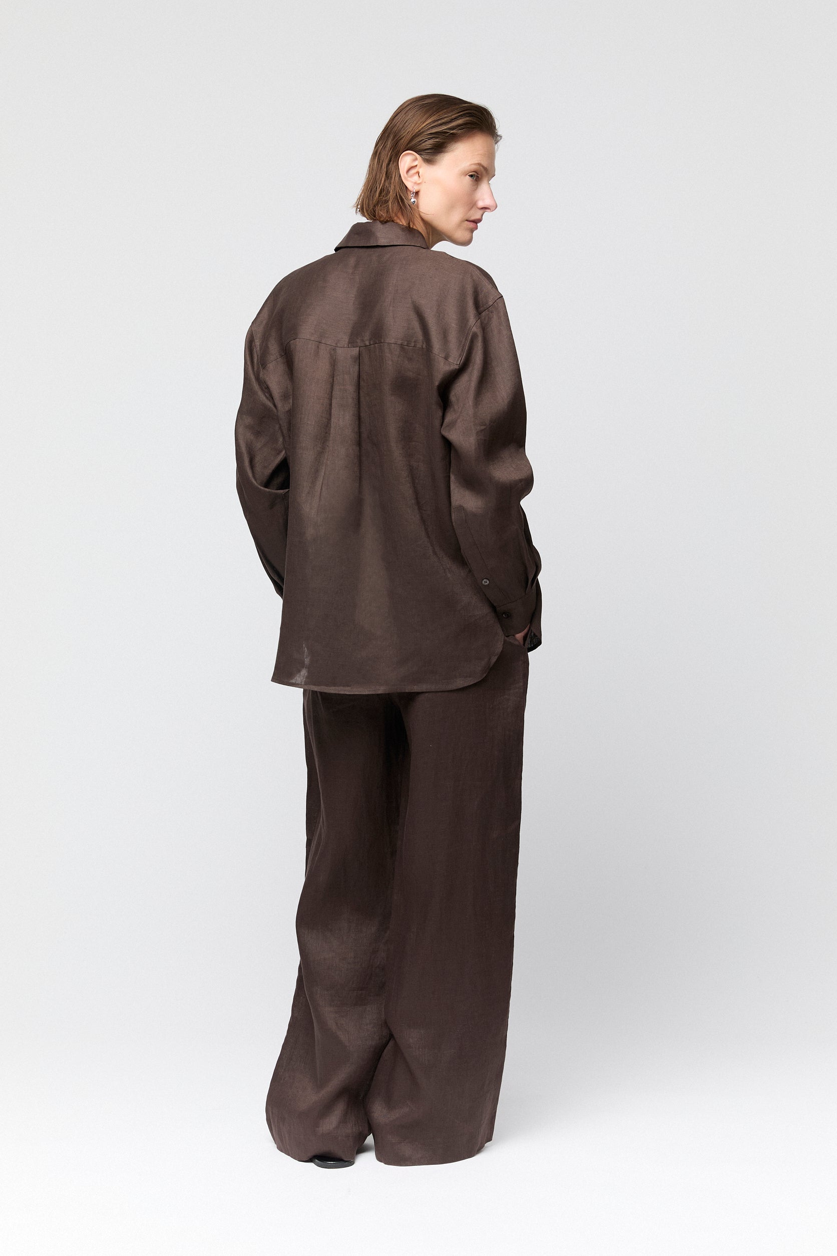 Linen Siena Trousers Chocolate Brown