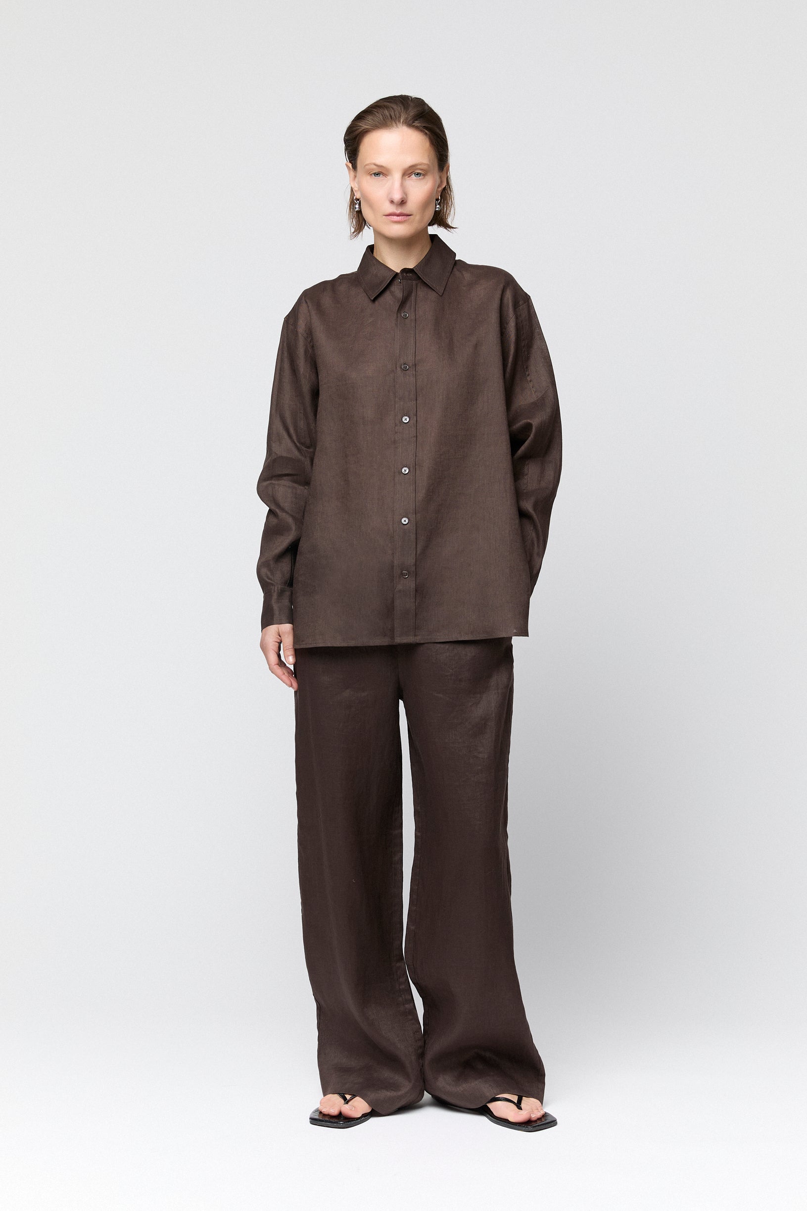 Linen Coastal Shirt Chocolate Brown