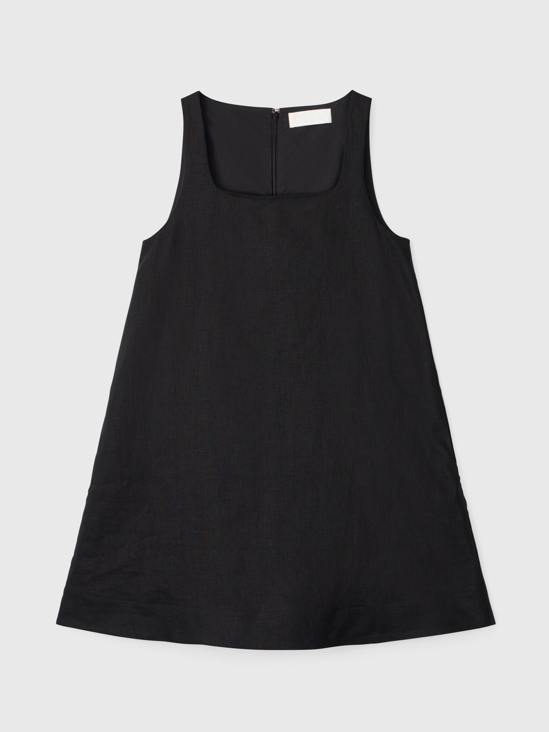 Linen Shift Dress Jet Black