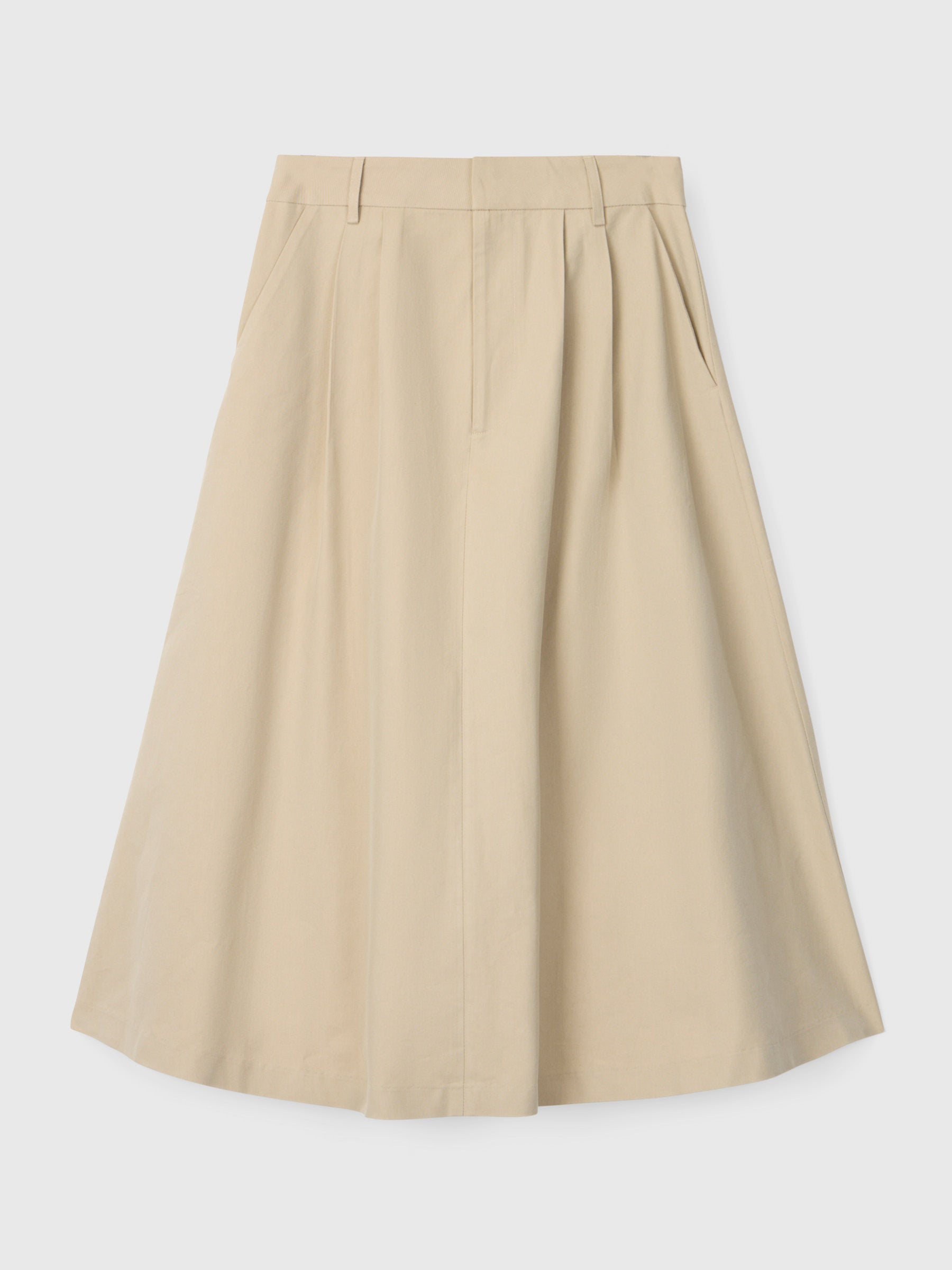 Poet Pleat Skirt Khaki