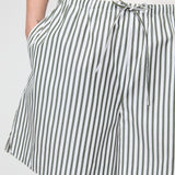 Poplin A-Line Shorts Yellow and Tan Pinstripe