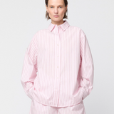 Poplin Workwear Shirt Pink and Red Pinstripe