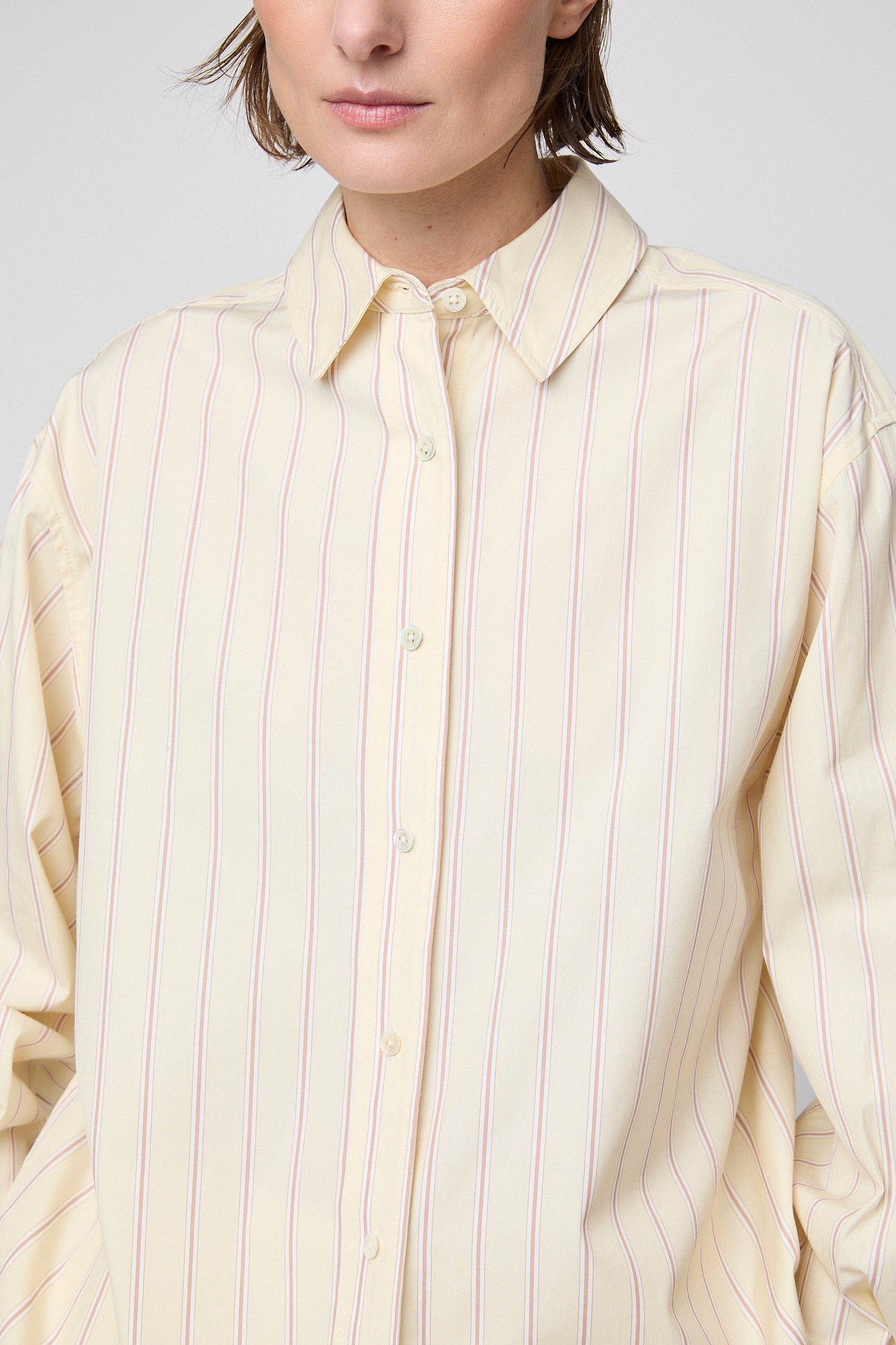 Poplin Workwear Shirt Yellow and Tan Pinstripe