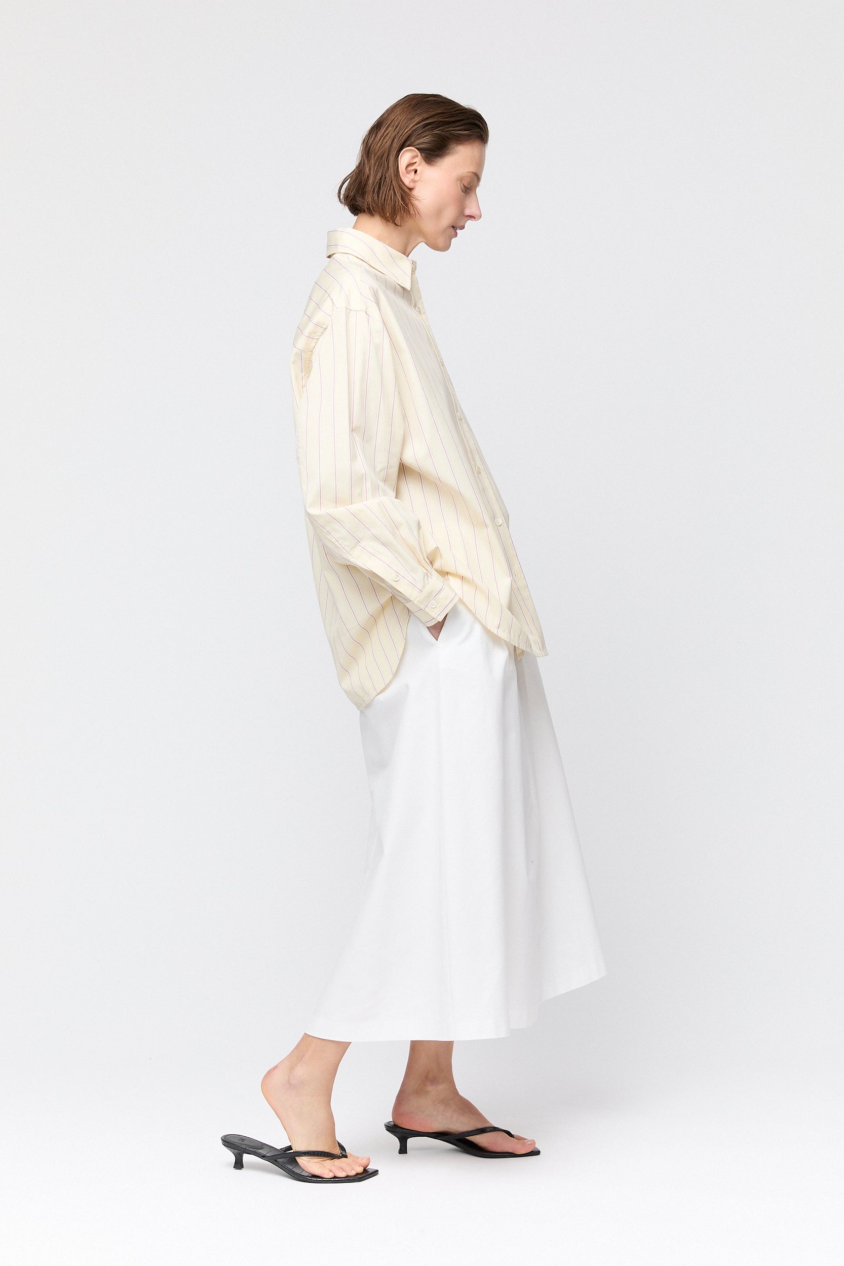 Poet Pleat Skirt Off White
