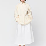 Poplin Workwear Shirt Yellow and Tan Pinstripe