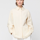 Poplin Workwear Shirt Yellow and Tan Pinstripe