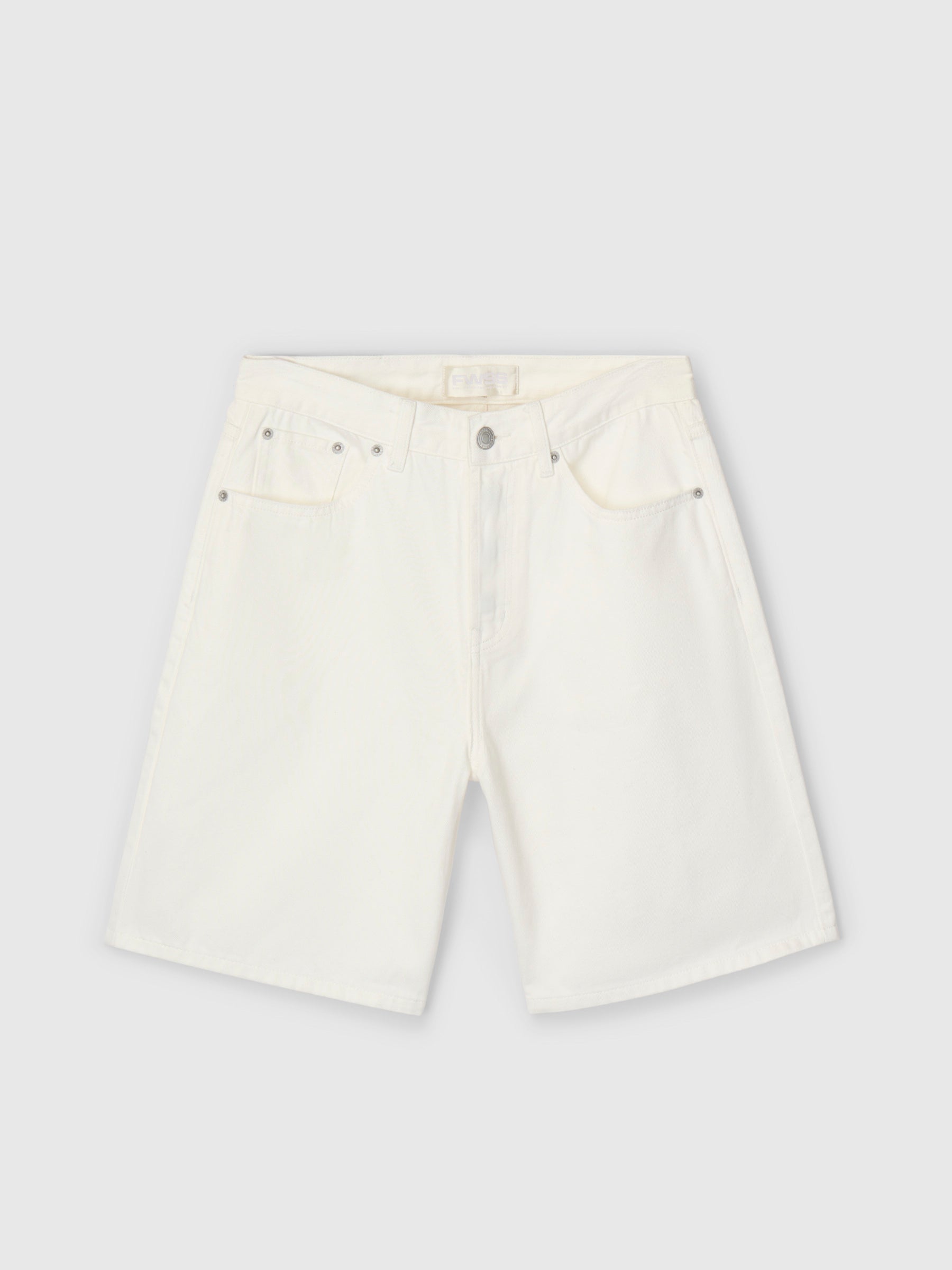 Relaxed Denim Shorts Optic White