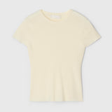 Rib Knit Cap Sleeve Tee Cream