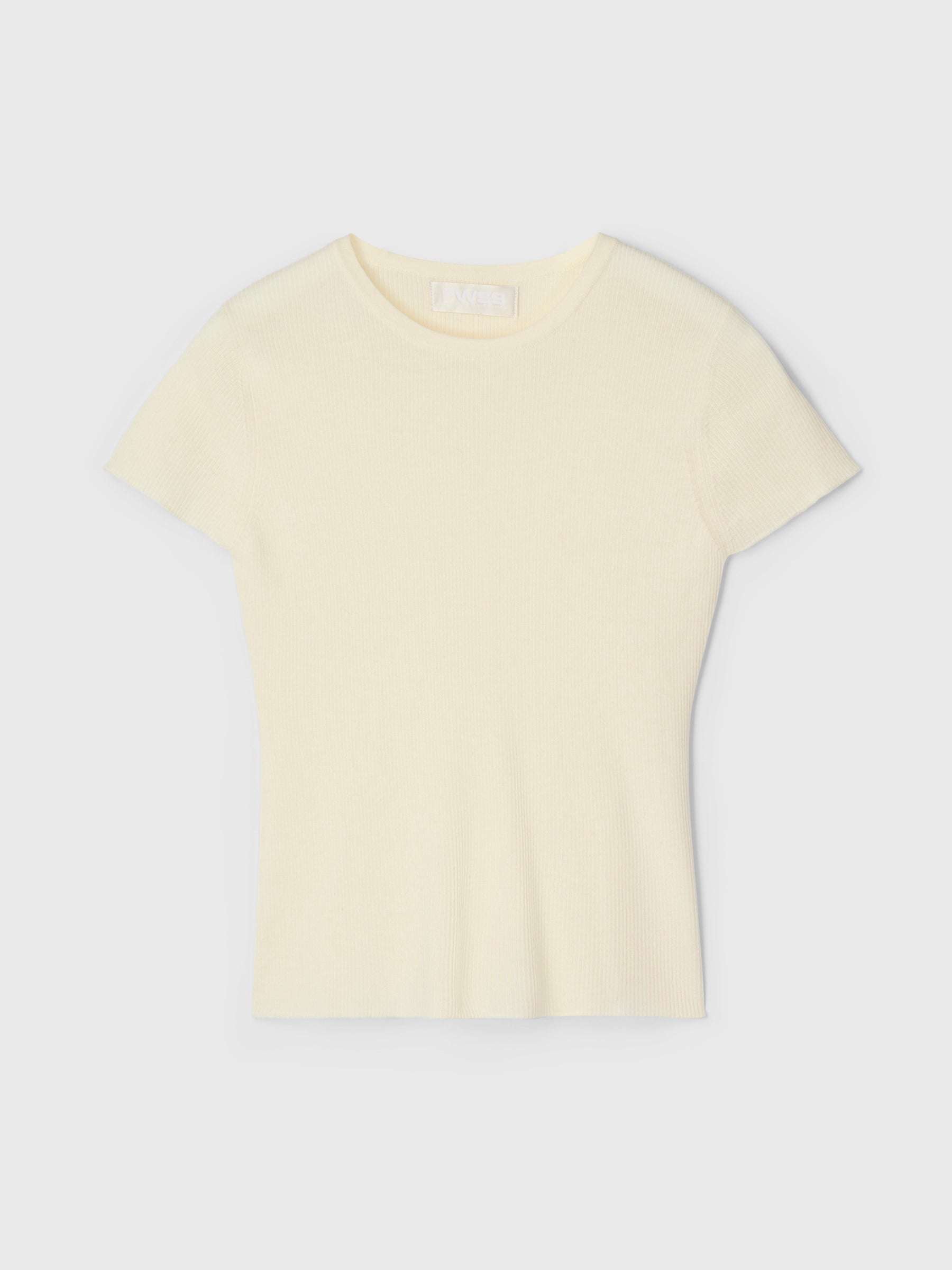 Rib Knit Cap Sleeve Tee Cream