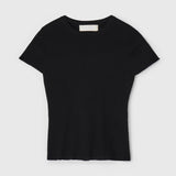 Rib Knit Cap Sleeve Tee Jet Black