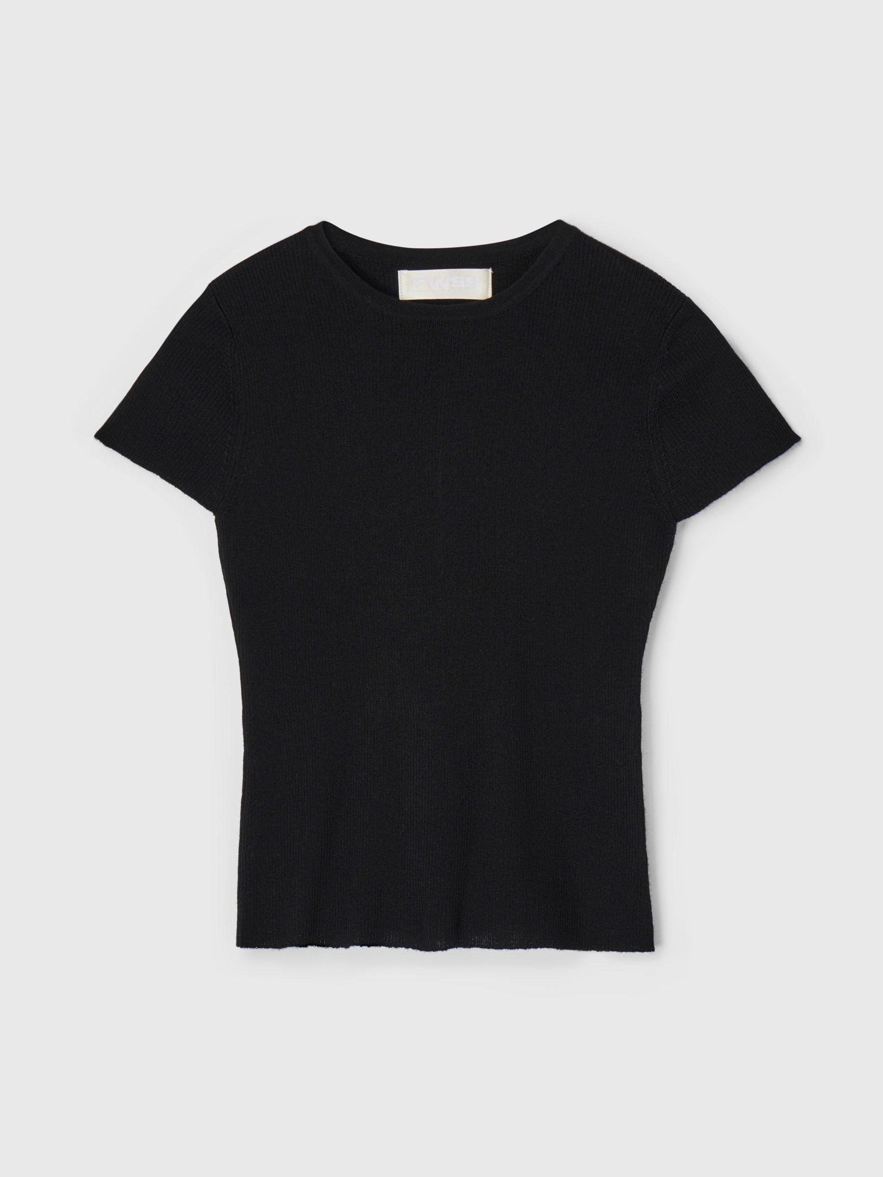 Rib Knit Cap Sleeve Tee Jet Black