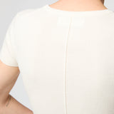 Rib Knit Cap Sleeve Tee Cream