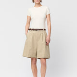 Rib Knit Cap Sleeve Tee Cream