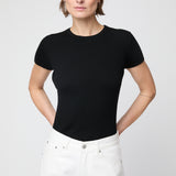 Rib Knit Cap Sleeve Tee Jet Black