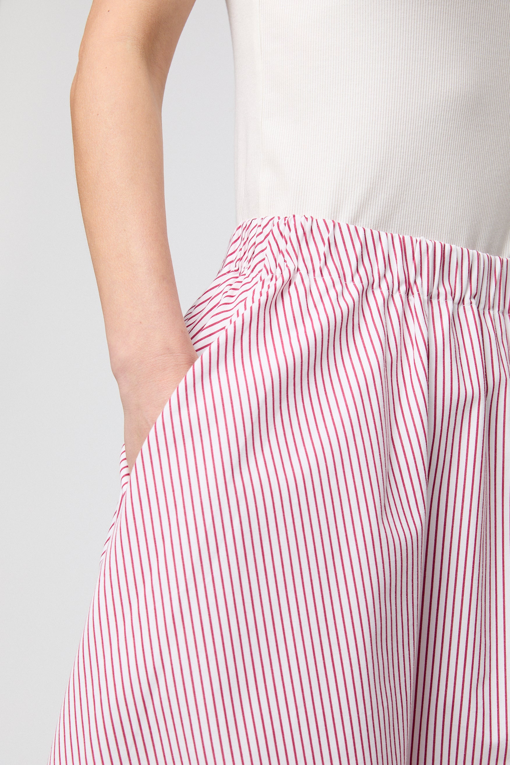 Striped Isabella Skirt White Red Pinstripe