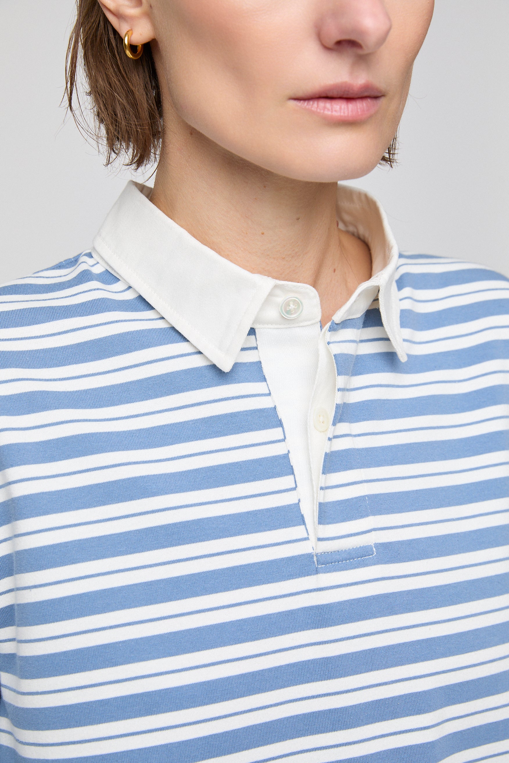 Rugby Top Powder Blue and Cream Stripe