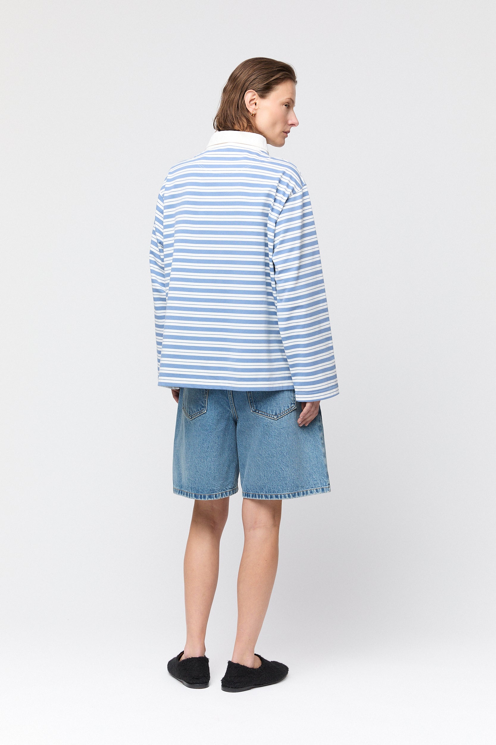 Rugby Top Powder Blue and Cream Stripe