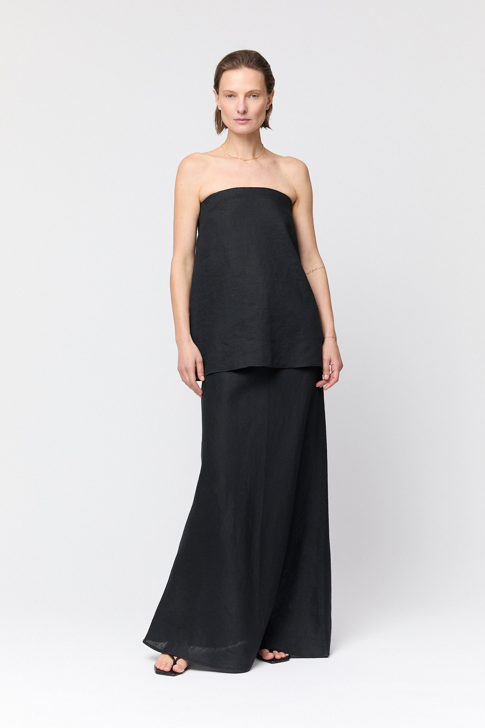 Linen Siena Skirt Jet Black