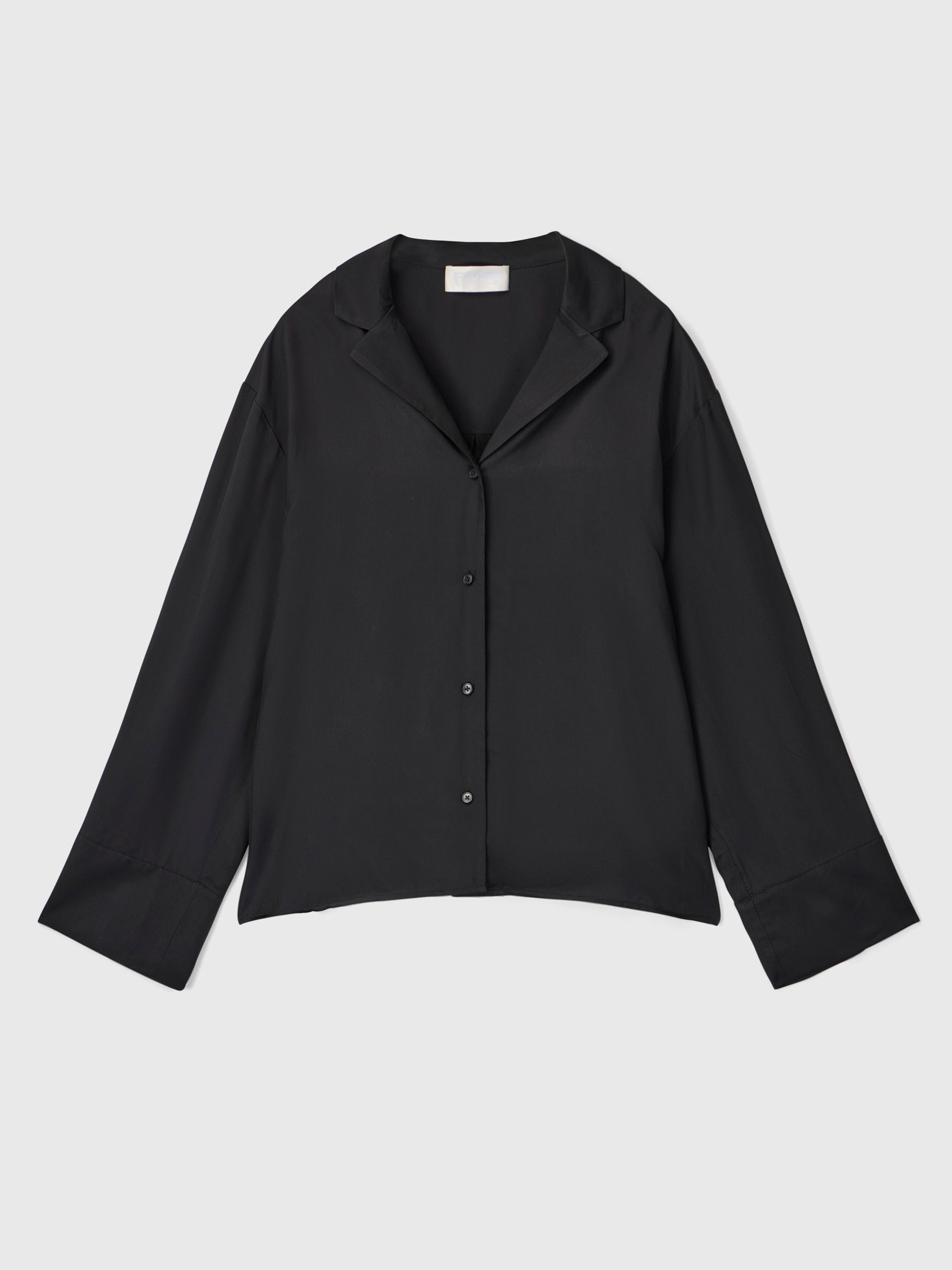 Viscose Twill Pajama Shirt Jet Black