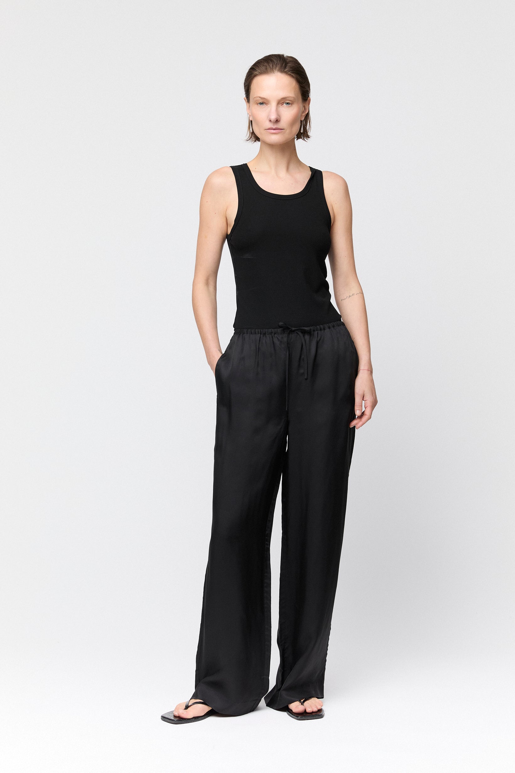 Viscose Twill Siena Trousers Jet Black
