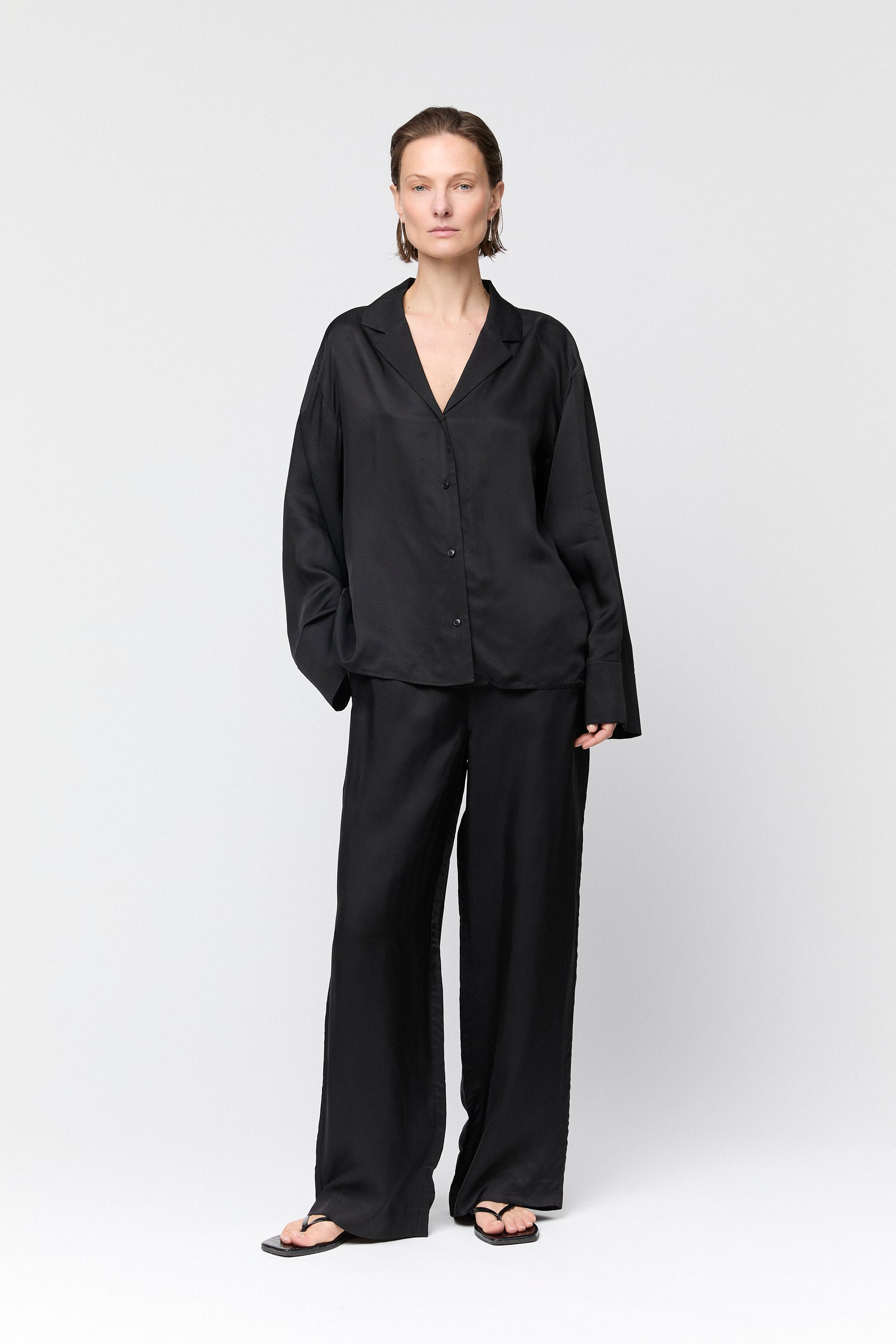 Viscose Twill Pajama Shirt Jet Black