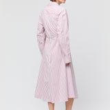 Wrap Shirt Dress White Red Pinstripe