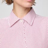 Wrap Shirt Dress White Red Pinstripe