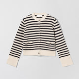 Structured Wool Cardigan Buttermilk Stripe