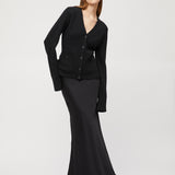 Bias Cut Maxi Skirt Jet Black