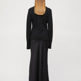 Bias Cut Maxi Skirt Jet Black