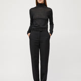 Metallic Wool Turtleneck Long Sleeve Jet Black