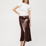 Bias Cut Sequin Skirt Dark Burgundy