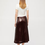 Bias Cut Sequin Skirt Dark Burgundy
