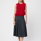 Wool Pleat Skirt Charcoal Gray