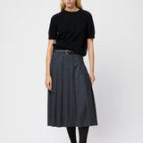 Wool Pleat Skirt Charcoal Gray