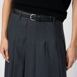 Wool Pleat Skirt Charcoal Gray