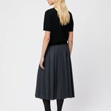 Wool Pleat Skirt Charcoal Gray