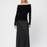 Off Shoulder Knit Top Macadamia