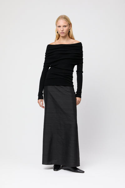 Shop FWSS Off Shoulder Knit Top Jet Black – Fall Winter Spring Summer