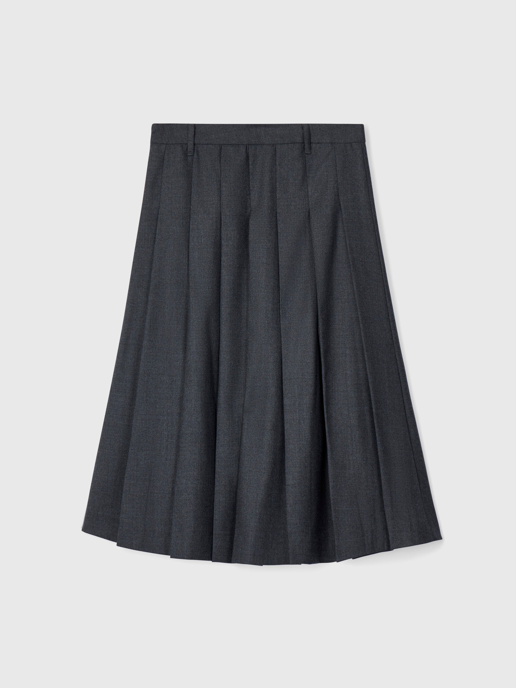 スカート CRANK Layered Wool Pleated Skirt_Gray Wool Pleat Skirt Charcoal Gray – Fall Winter Spring Summer