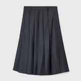 Wool Pleat Skirt Charcoal Gray
