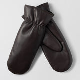 Francoise Leather Mittens Chocolate Brown