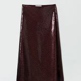 Bias Cut Sequin Skirt Dark Burgundy