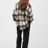 Wood Oversized Flannel Shirt Beige Checked
