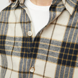 Wood Oversized Flannel Shirt Beige Checked