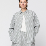 Coastal Shirt Olive and White Stripe