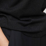 Metallic Wool Turtleneck Long Sleeve Jet Black