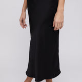 Bias Cut Slip Skirt Jet Black